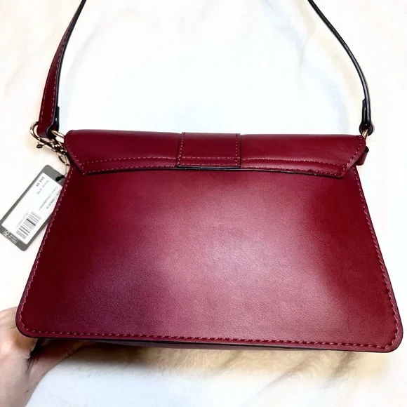 GUESS womens Evie Medium Shoulder Bag Purse Cranberry - Picture 11 of 14